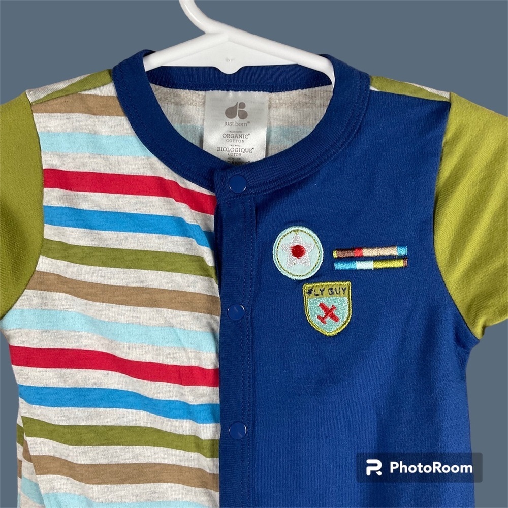 Just Born Baby Boy Organic Cotton One Piece Coverall Jumper 12 months New - Picture 2 of 8